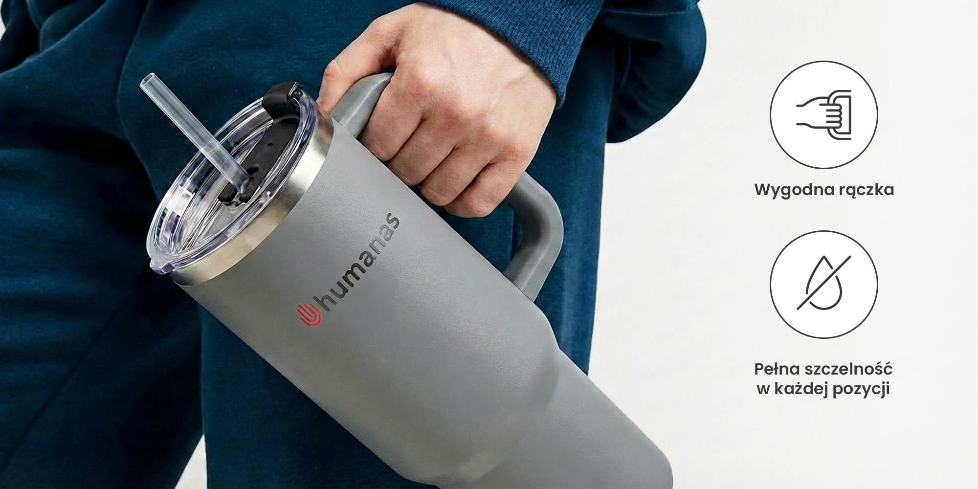 Kubek termiczny Humanas Viva 1200 ml - szary